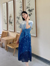 顏域不規(guī)則印花連衣裙女2025夏季新款高腰顯瘦過(guò)膝雪紡收腰長(zhǎng)裙子 藍(lán)花 XL 曬單實(shí)拍圖