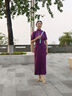 一城風(fēng)絮紫殿香風(fēng)丨夏款真絲提花重緞香云紗復(fù)古民國風(fēng)開襟旗袍 紫色 S 曬單實(shí)拍圖