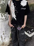 迪伽達櫻花羽翼印花短袖t恤男夏季美式潮流純棉高街百搭休閑半袖上衣T恤 JXFS-A1448黑色 XL 曬單實拍圖