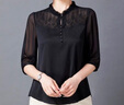 Sorrynam杭州真絲襯衫女短袖2024夏新款黑色氣質(zhì)桑蠶絲襯衣木耳邊上衣 黑 3XL 135-145 曬單實(shí)拍圖