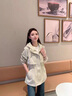 clotho Rennie品牌女裝風衣女中長款2025春秋新款韓版寬松百搭休閑連帽工裝大衣 米白色 M 曬單實拍圖