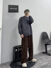 松弛感重磅純棉燈芯絨休閑褲男美式復古cleanfit寬松闊腿休閑長(cháng)褲 咖啡色 163 L 建議131-145斤 曬單實(shí)拍圖