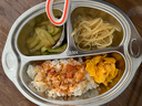 onlycook兒童餐盤吸盤式304不銹鋼餐具分餐盤寶寶嬰兒盤子飯盤-黃色 曬單實拍圖