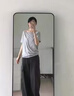 斜領(lǐng)露肩潮流短袖T恤女夏季2025新款一字肩設計寬松顯瘦絕美上衣 灰色 M 曬單實(shí)拍圖