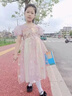 FIDQIOG品牌女童夏新款泡泡袖公主裙洋氣童裝女童夏季新款漢服公主裙 紫色 110 cm 曬單實拍圖