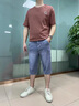 班尼路 BALENO S&K系列七分牛仔短褲男夏季薄款直筒寬松五分休閑中褲男百搭潮牌 藍色 30 曬單實拍圖