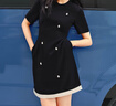 太平鳥【通勤系列】【張婧儀同款】黑珍珠2025夏季MINGMA聯(lián)名連衣裙 黑色 XL 170 曬單實拍圖