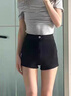 津炳勝短褲夏季女2025新款緊身牛仔短褲黑色百搭高腰小個(gè)子休閑運動(dòng)熱褲 百搭黑【高腰升級款】 S 【建議86-95斤】 曬單實(shí)拍圖