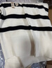 無(wú)印良品（MUJI）女式 水洗米蘭諾羅紋針織 開(kāi)領(lǐng)POLO衫毛衣長(zhǎng)袖針織衫 白色條紋 L(165/88A) 曬單實(shí)拍圖