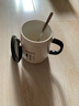 拜杰馬克杯陶瓷咖啡杯禮物水杯牛奶杯早餐杯辦公杯帶勺帶蓋杯子420ml 曬單實拍圖