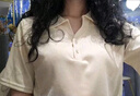 DAVEY MODEPolo領(lǐng)正肩短體T恤女短袖夏季新款甜辣美式bm小個(gè)子翻領(lǐng)體恤上衣 杏色 L :【建議95-109斤】 曬單實(shí)拍圖