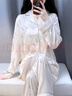 TFZF高端真絲睡衣女春秋長(cháng)袖送媽媽生日禮物夏季桑蠶絲家居服禮盒套裝 雅致-白花 L 曬單實(shí)拍圖