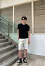 頂峰保羅（Dingfengbaoluo）美式時(shí)尚直筒潮流寬松工裝大口袋短褲夏休閑五分褲F2682米白2XL 曬單實(shí)拍圖