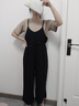 瑞彼麗哺乳期外出衣服夏季辣媽套裝遮肚子寬松喂奶上衣T恤+背帶褲兩件套 卡其色哺乳套裝【胸前橫開拉鏈】 L碼 108-123斤 曬單實拍圖