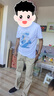真維斯（Jeanswest）莫代爾棉涼感冰絲短袖t恤男士夏季寬松休閑半截五分袖潮流體恤衫 A018白色【單件裝】 XL 【130-145斤】 曬單實(shí)拍圖