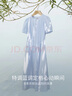 香影藍(lán)色天絲連衣裙女2025夏季新款萊賽爾收腰系帶圓領(lǐng)泡泡袖裙子 藍(lán)色 S 155/80A/85-95斤 曬單實(shí)拍圖