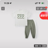 巴厘小豬兒童運(yùn)動套裝夏季薄款男寶寶短袖T恤夏裝短褲嬰兒衣 白色 110 cm （不帶肩扣） 曬單實(shí)拍圖