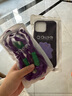 涵雪趙露思同款支架適用蘋果16promax手機殼15高級紫色怪獸iphone13保護14硅膠軟殼背帶掛繩12手提斜挎 暗紫 雙掛孔殼+紫怪獸支架+套裝繩（長繩+短） iPhone 14promax 曬單實拍圖