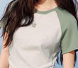 森馬（Semir）[商場同款]短袖T恤女撞色插肩袖修身2025夏涼感上衣101325100052 曬單實拍圖