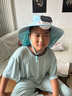 偶森太陽(yáng)能風(fēng)扇帽子兒童披肩遮陽(yáng)帽男女童大帽檐太陽(yáng)帽夏季戶外防曬帽 曬單實(shí)拍圖