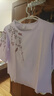 中年媽媽夏裝棉麻刺繡上衣女士夏季高端亞麻小衫苧麻女裝短袖T恤 M-307淺紫色 XL 建議120-135斤 曬單實拍圖