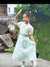 英氏（YEEHOO）兒童漢服女童馬面裙中大童裝新中式雪紡國風半身裙子夏 藍色 160 曬單實拍圖