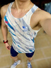 OMG運動(dòng)跑步背心男訓練服印花吸濕排汗透氣徒步輕量夏季健身衣服 疾風(fēng)藍 M 曬單實(shí)拍圖
