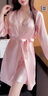 莫代爾睡衣女夏性感冰絲吊帶短袖兩件套睡裙春秋薄款睡袍家居服套裝 SYG-2052蕾絲兩件套香檳色 香檳色 XL 曬單實拍圖