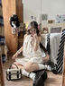 斤慕法式杏色無(wú)袖掛脖吊帶連衣裙女夏季海邊度假氣質(zhì)小個(gè)子收腰短裙 S(建議80-90斤) 曬單實(shí)拍圖