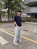 COZOK排扣褲男女半開(kāi)扣秋冬季潮流寬松運動(dòng)九分闊腿直筒褲休閑褲子女 字母_半開(kāi)紐扣褲[黑色] M _建議85~95斤斤 曬單實(shí)拍圖