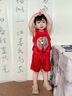 木木屋童裝嬰兒周歲衣服男寶寶夏季薄款生日抓周禮服新中式百日宴漢服 紅色三件套 90cm 90碼適合80-90年齡1-2歲左 曬單實(shí)拍圖