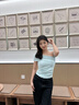 微光里一字肩短袖T恤女裝2025新款夏季韓版修身顯瘦斜肩上衣設(shè)露肩修身 斜肩T恤【藍(lán)綠色 L】 曬單實(shí)拍圖