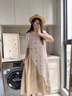 羅蒙（ROMON）夏季搭配套裝女時尚胖mm韓系減齡感鏤空罩衫疊穿吊帶連衣裙 兩件套裝 L (建議100-120斤) 曬單實拍圖