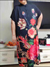 恒源祥廣州十三行蠶素女裝大尺碼真絲民族風(fēng)寬松桑蠶絲大牌香云紗連衣裙 花 4XL 曬單實(shí)拍圖