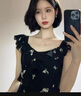 妙奕嘉法式連衣裙純欲裙子夏季女裝2025新款長裙性感小個子高級感小媽裙 黑底蝴蝶飛飛袖連衣裙 L 曬單實拍圖