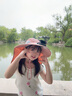 偶森太陽能風(fēng)扇帽子兒童披肩遮陽帽男女童大帽檐太陽帽夏季戶外防曬帽 曬單實拍圖