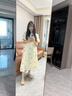 愛莉安娜夏季法式刺繡寬松顯瘦孕婦裝連衣裙高級(jí)感夏天 杏色 L 曬單實(shí)拍圖
