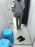 無印良品（MUJI）女式 棉混 羅紋編織 十分長(zhǎng) 直筒褲  褲子 長(zhǎng)褲 休閑褲 DGA06C3S 淺灰棕色 XXL (身高170-175 臀圍105-110) 曬單實(shí)拍圖