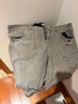 與狼共舞【復古水洗】夏季潮流時(shí)尚彈力透氣破洞牛仔短褲男 003中灰 38  曬單實(shí)拍圖