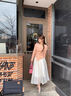 FOX.G裙子女半身裙長裙夏季女裝2025新款百褶裙修身顯瘦女裙高腰a字裙 流光紗半身裙紫色 均碼 【建議150斤內(nèi)】 曬單實拍圖