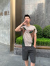 羅蒙（ROMON）歐貨潮牌夏季男士字母提花冰絲t恤薄款高端個性設(shè)計感短袖體恤衫 1127花色 2XL 曬單實拍圖