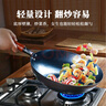 閻鐵匠章丘炒鍋鐵鍋炒菜鍋無(wú)涂層老式熟鐵鍋 錘印輕量款木把32cm已開(kāi)鍋 曬單實(shí)拍圖