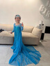 G.DUCKKIDS女童愛(ài)莎公主裙冰雪奇緣裙子2022新款兒童禮服拖尾裙小女孩艾莎女 藍色裙子 純棉內襯 110 【建議身高105cm左右】cm 曬單實(shí)拍圖