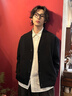 潮梵圖日系慵懶風(fēng)外套男潮高級(jí)感華夫格V領(lǐng)針織開衫春秋夾克男潮牌套裝 黑色 XL (建議135-150斤) 曬單實(shí)拍圖