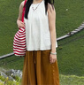 UR2025夏季新款女裝松緊腰系帶垂感超寬松闊腿褲UWM650026 棕色 （偏長，165CM以下慎拍） S (XS-S) 曬單實(shí)拍圖