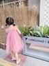 G.DUCKKIDS小黃鴨童裝女童裙子2025夏季新款兒童連衣裙立體花朵飛袖寶寶紗裙 粉色 90碼  (建議80cm 2-3歲左右)cm 曬單實(shí)拍圖