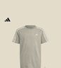 adidas男女大童休閑純棉上衣圓領(lǐng)短袖T恤夏季阿迪達斯輕運動(dòng) 中麻灰/白色   140 曬單實(shí)拍圖