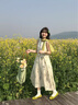 MAGIOPY國際奢侈品牌女裝背心連衣裙女夏季新款甜美碎花裙無袖花苞長裙子 杏色 S 曬單實拍圖