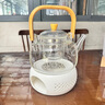 瓷牌茗茶具（cipaiming teaset）玻璃花茶壺蒸煮一體泡茶器家用會客溫茶器功夫茶盤整套簡約中式 《竹柄》提梁煮茶壺+蠟燭臺 曬單實拍圖