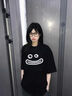 佐敘美式黑色純棉短袖t恤女夏季新款笑臉設(shè)計感小眾高街寬松半袖上衣 黑色 M （85-100斤） 曬單實拍圖